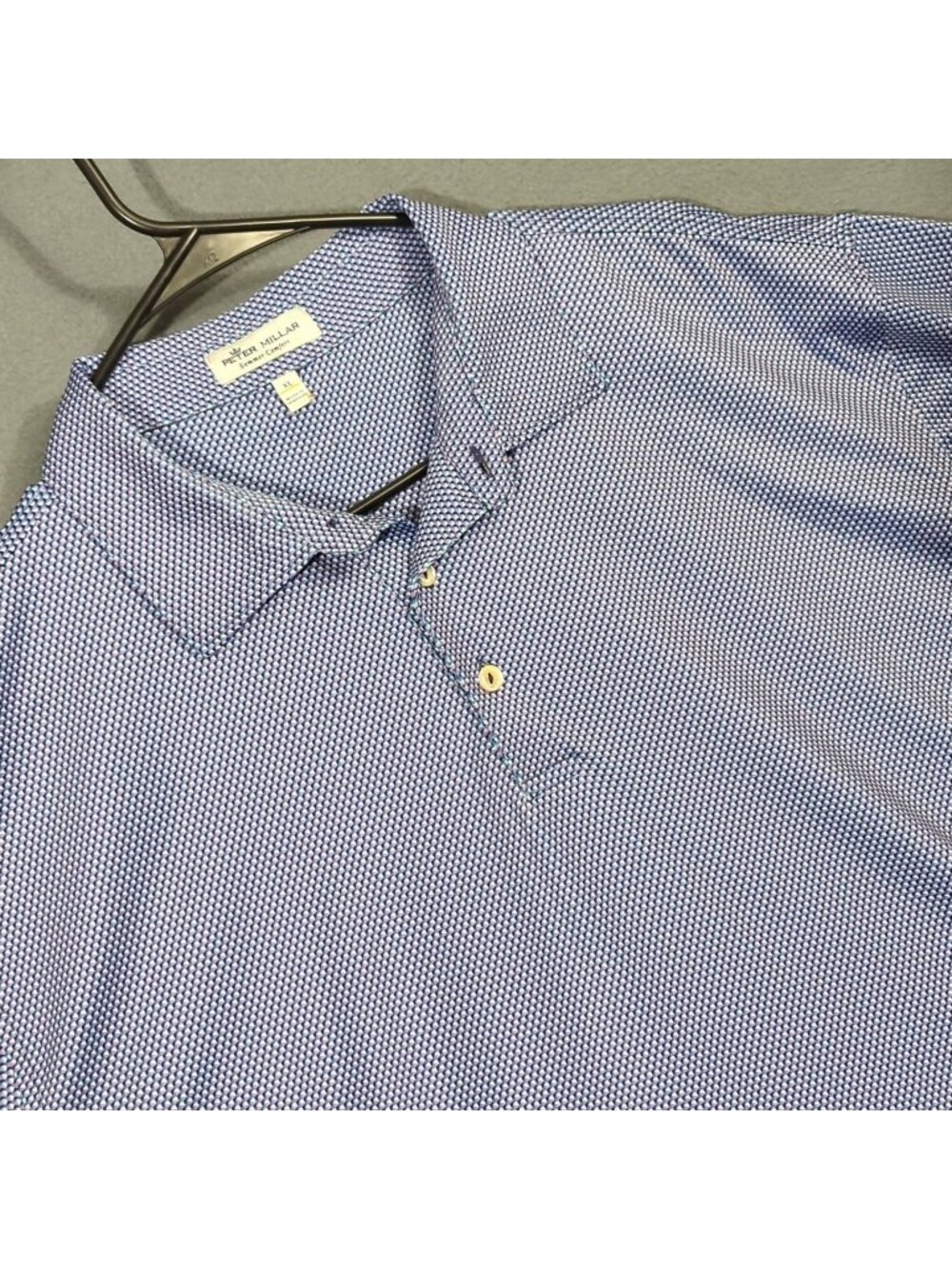 Peter Millar Polo Shirt Men's XL Blue Geometric Summer Comfort Performance